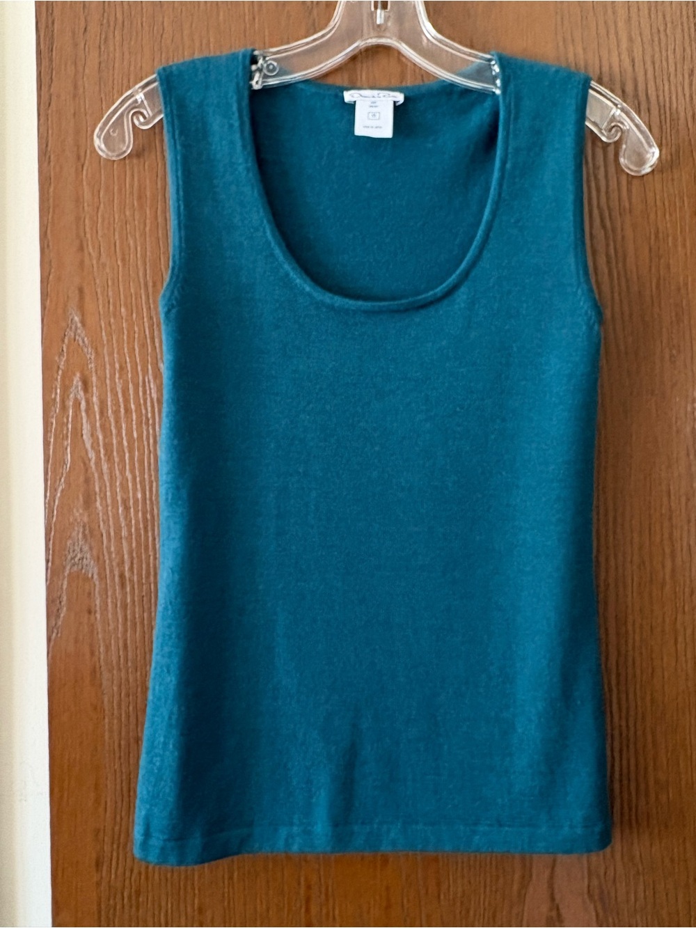 Oscar de la Renta teal cashmere and silk tank top